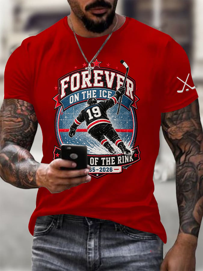 Men's Hockey Heritage Print Round Neck T-shirt