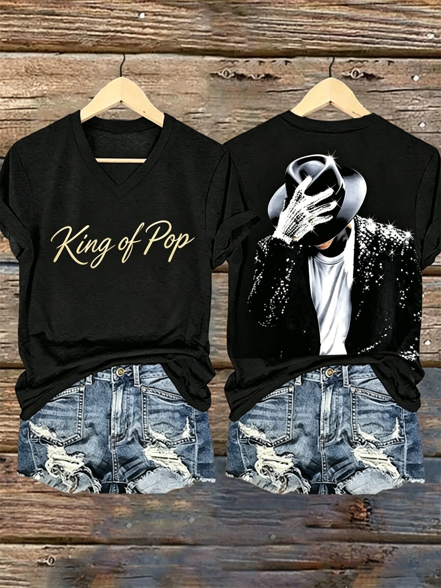 Women's Superstar Art Print V Neck T-shirt