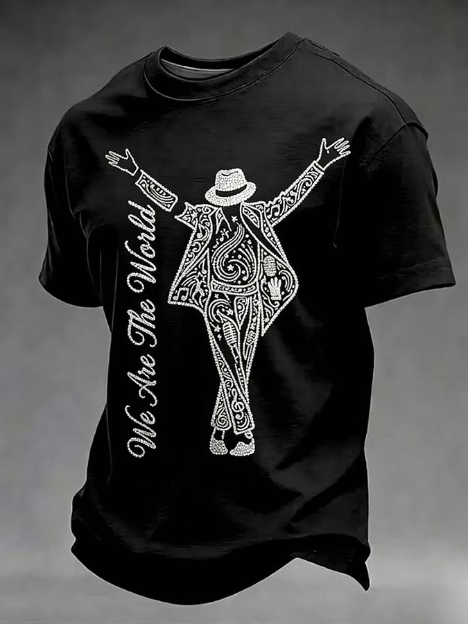 Men's Pop Music Inspired Printed Casual T-shirt