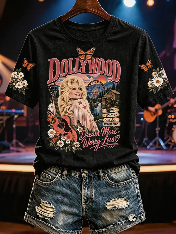 Women'S Country Cowgirl Dolly Commemorative Print T-Shirt