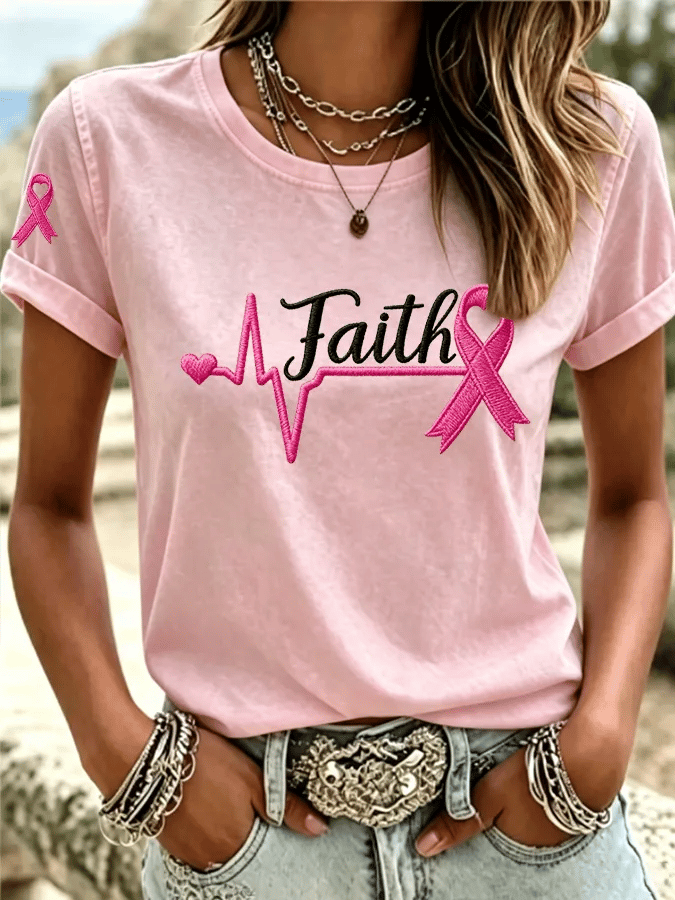 Women's Breast Cancer Awareness Print T-shirt