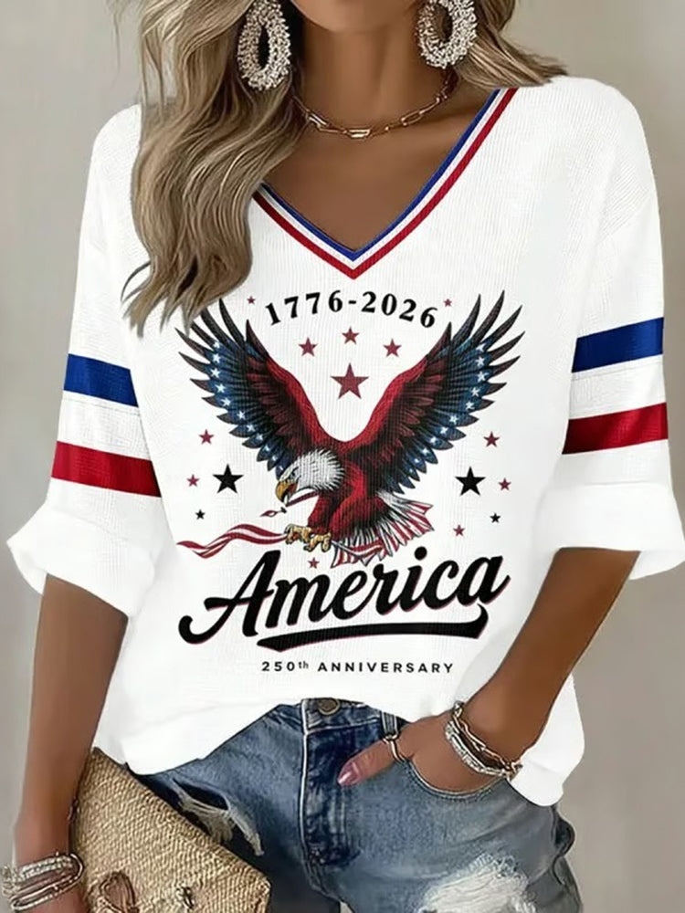 Women's Flag Art Print Linen T-shirt