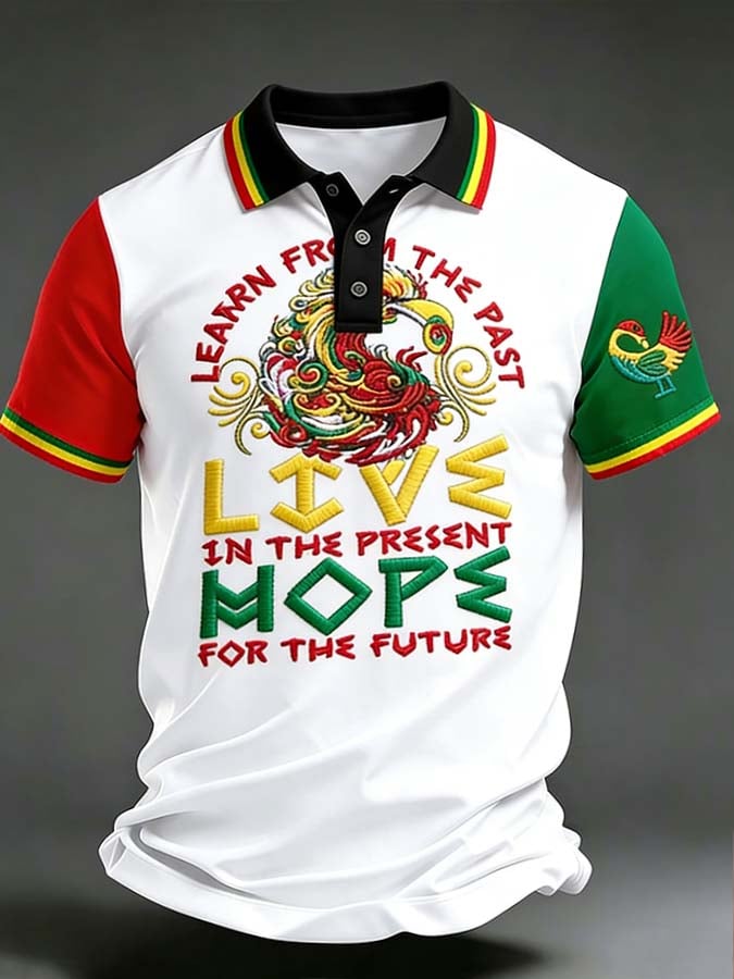 Men's Juneteenth Print Short-Sleeve Polo Shirt