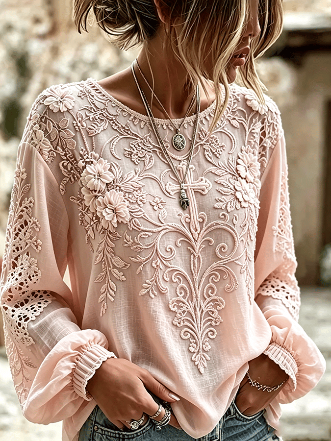 Women's Floral Faith Round Neck Top