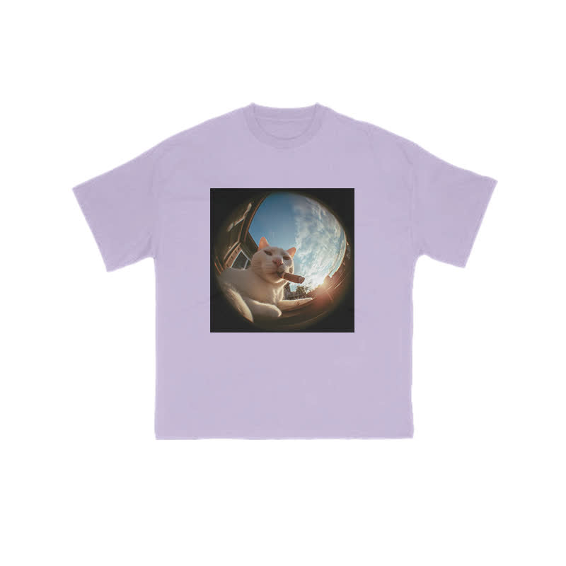 Unisex 100% Cat In Camera Print T-shirt
