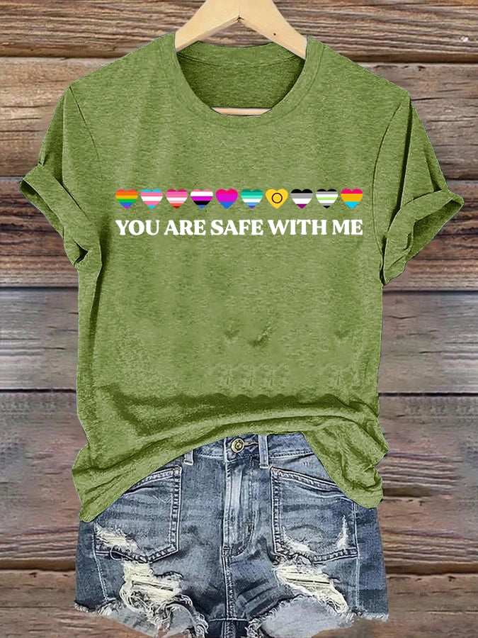 Women's  YOU ARE SAFE WITH ME  Print T-Shirt