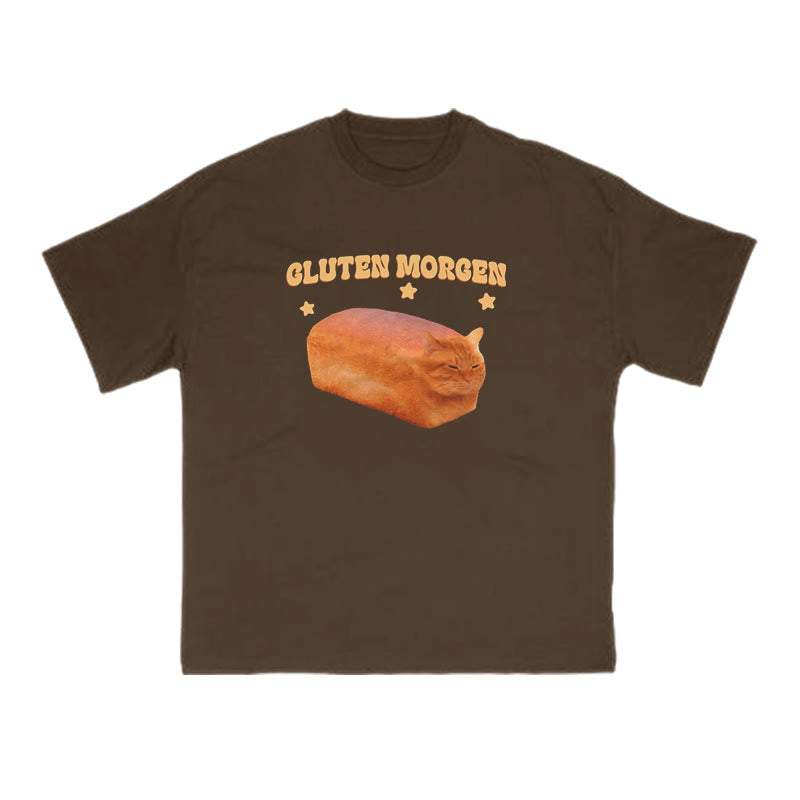 Gluten Morgen Cat Meme Print T-shirt