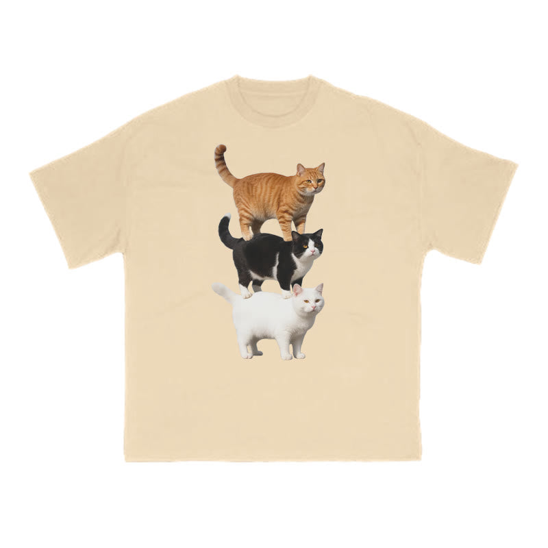 Funny Parody Animation Cat Print T-shirt