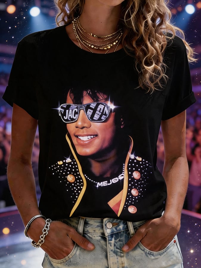 Women's Superstar Art Print V Neck T-shirt