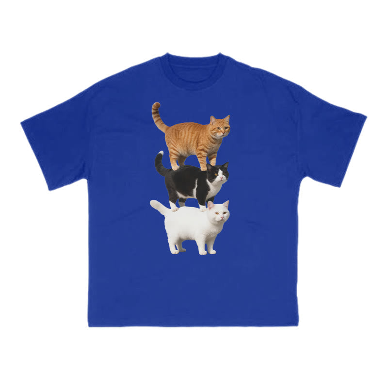 Funny Parody Animation Cat Print T-shirt