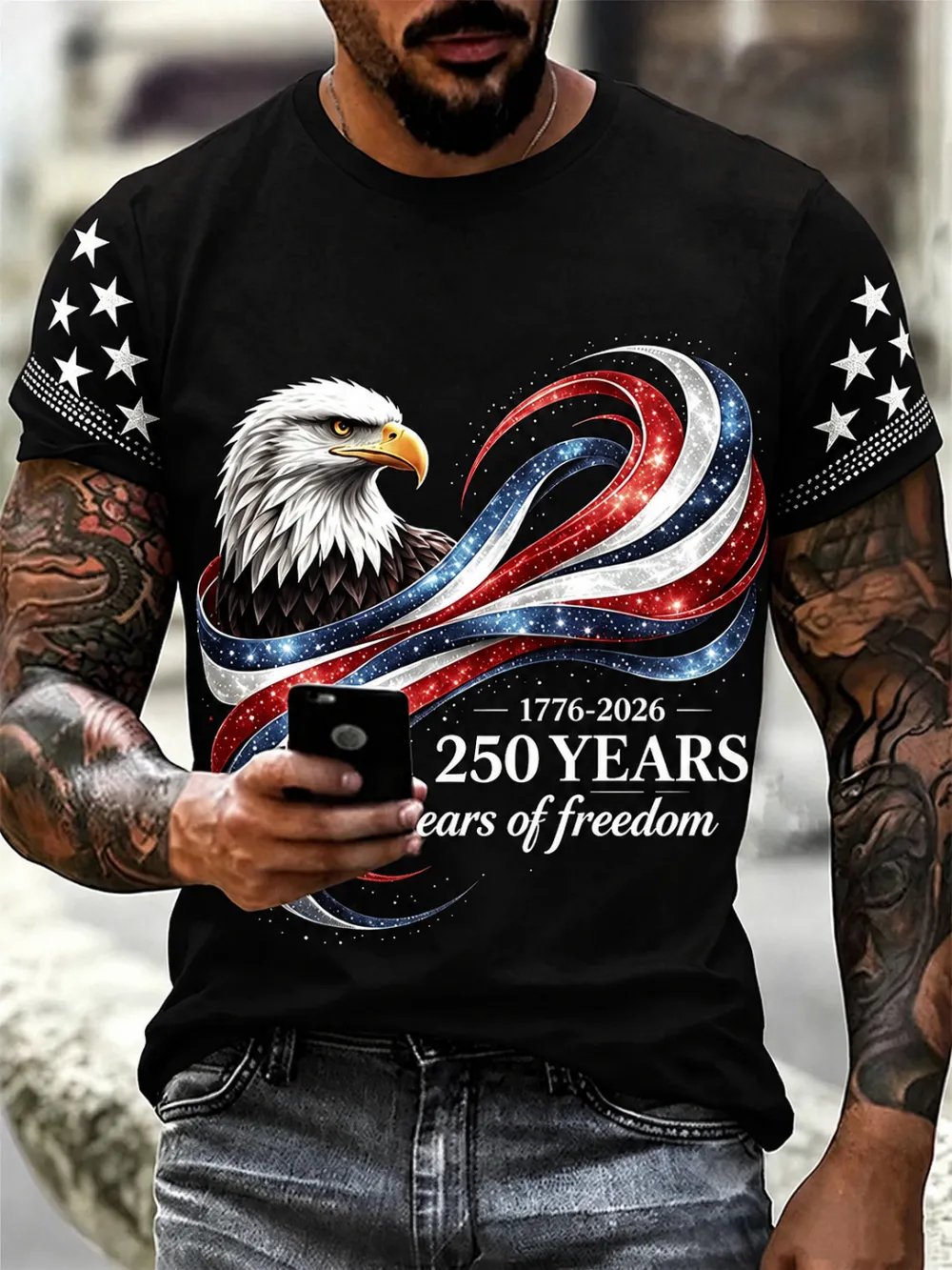 Men's American Anniversary Short-Sleeve Crew Neck T-Shirt
