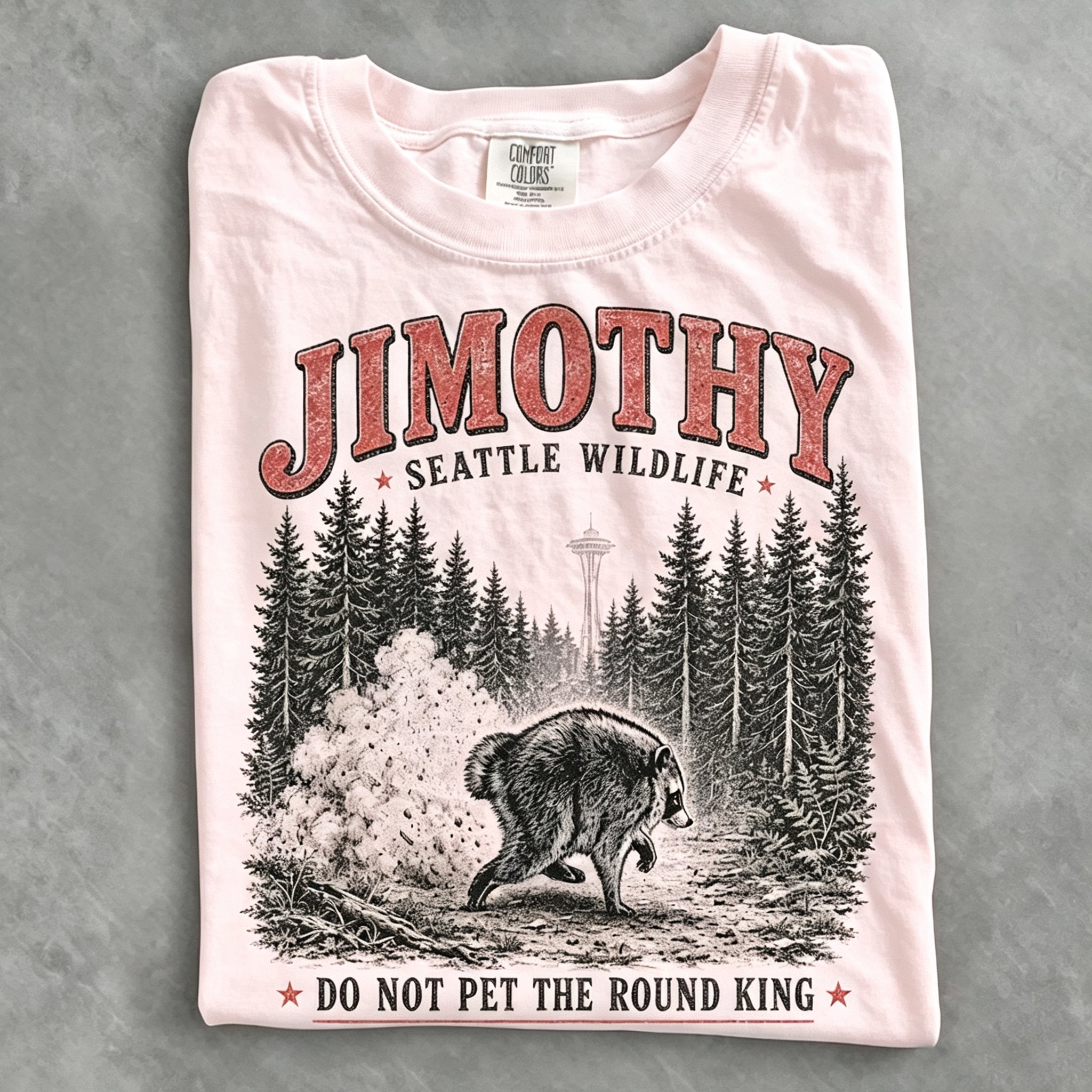 Women's Funny Vintage Jimothy Raccoon Art Printed T-shirt
