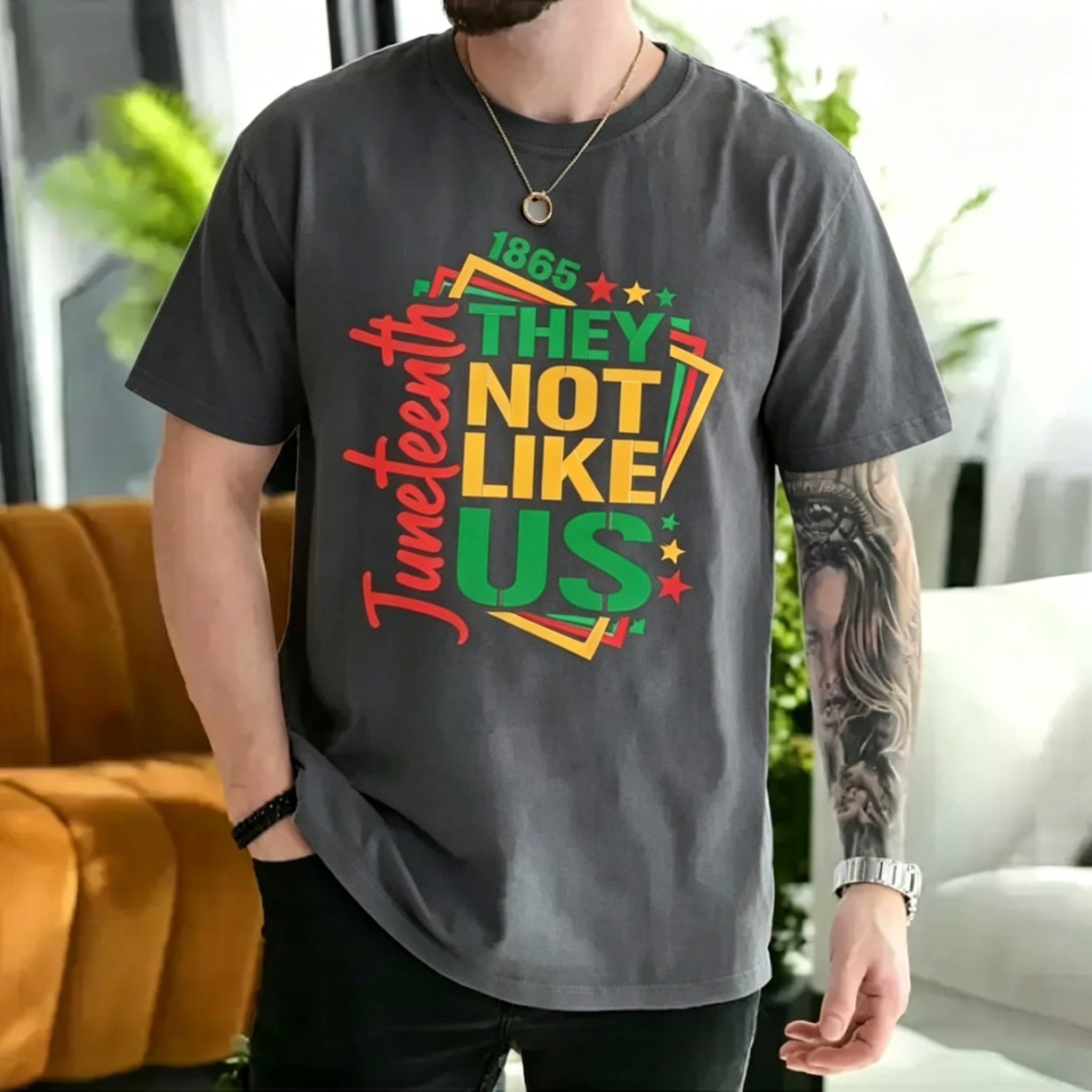 Men's  They Not Like Us Juneteenth independence day T-shirt