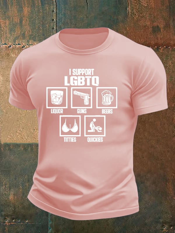 Men's  I SUPPORT LGBTQ Printed T-Shirt