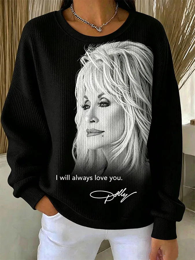 Women's Casual Print Long Sleeve Knit Top