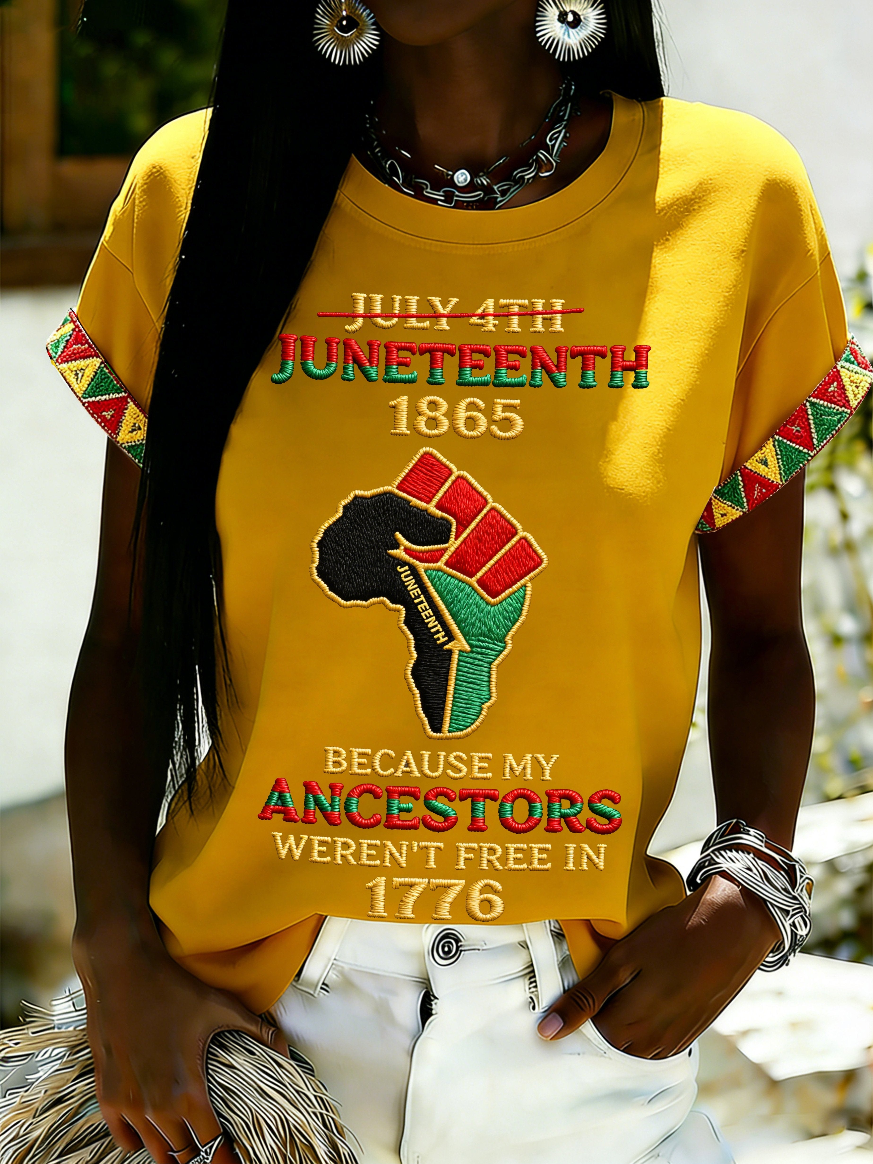 African American Women's Juneteenth Print Top