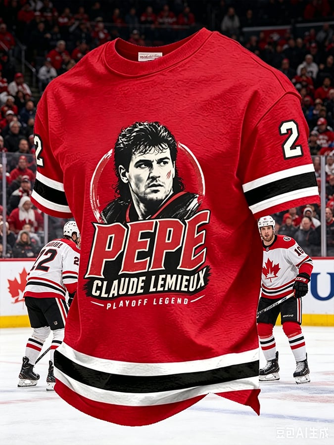 Men's Canadian Hockey-Themed Casual Printed Short-Sleeve T-Shirt