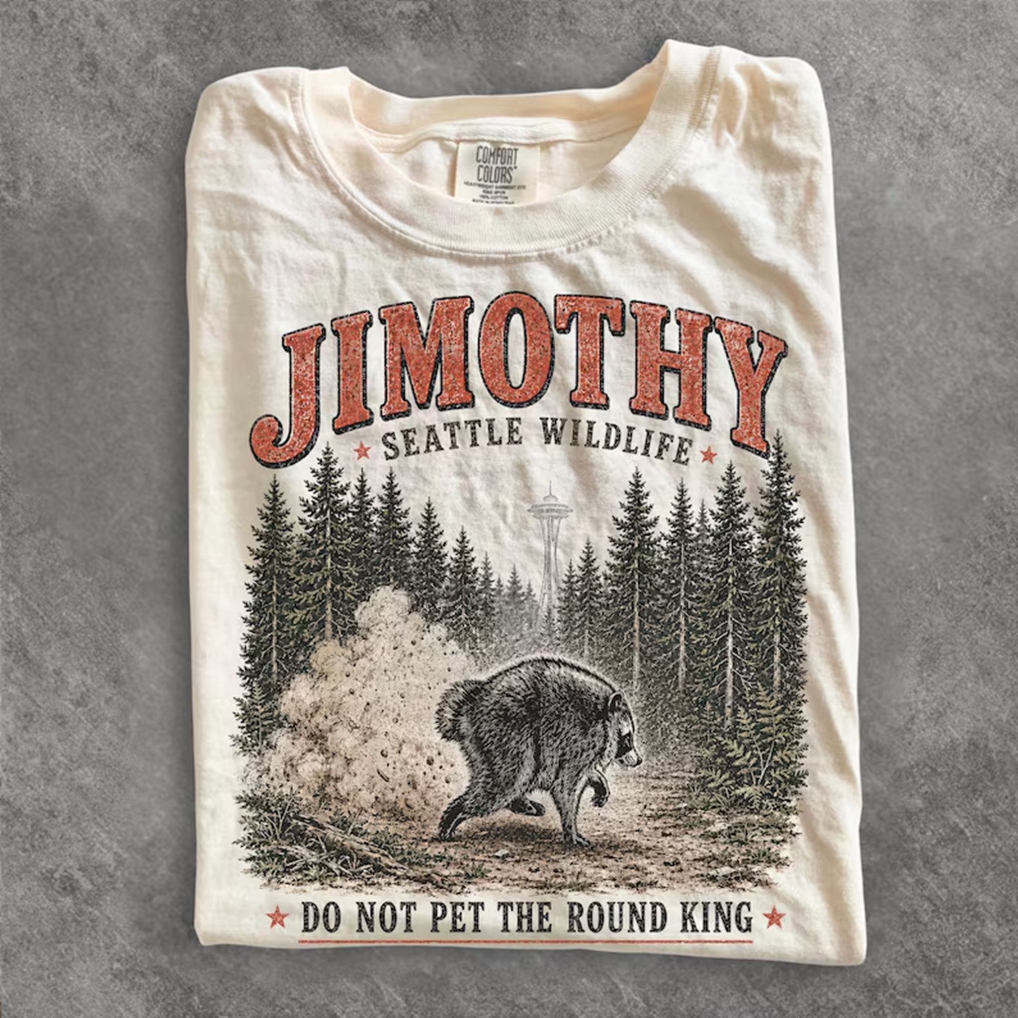 Women's Funny Vintage Jimothy Raccoon Art Printed T-shirt