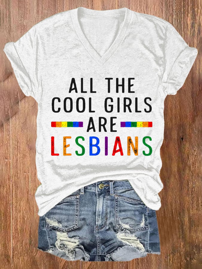Women's Pride Month Printed V Neck Short Sleeve T-Shirt