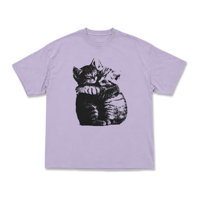Modern Cat Artwork Casual T-Shirt