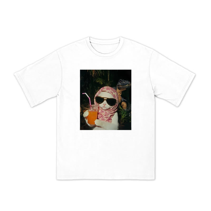 Unisex Holiday Cat Print T-shirt