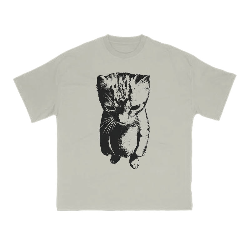 Funny Cat Meme Print T-shirt