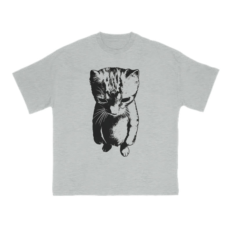 Funny Cat Meme Print T-shirt