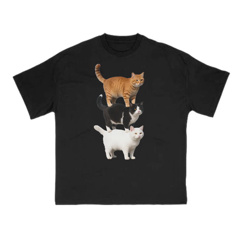 Funny Parody Animation Cat Print T-shirt