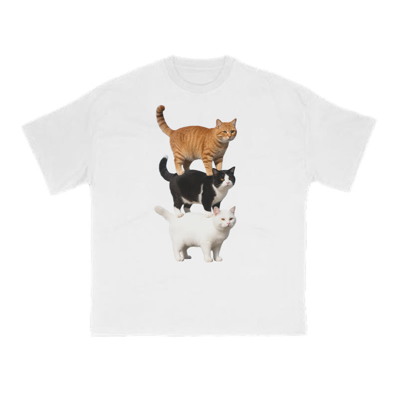 Funny Parody Animation Cat Print T-shirt