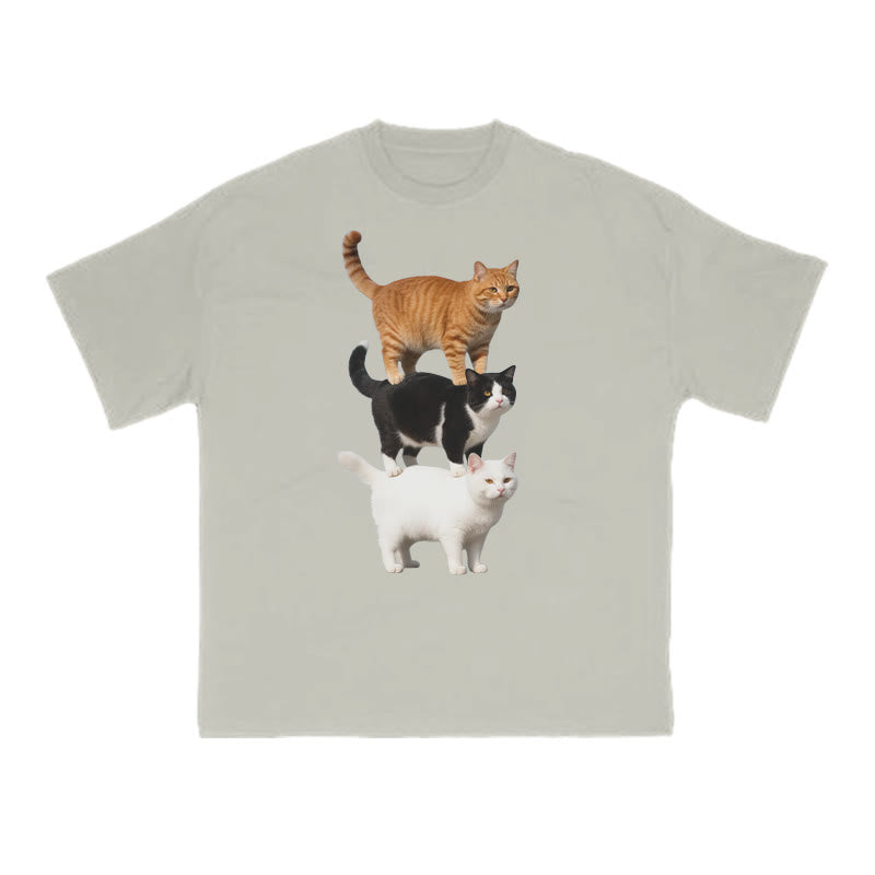Funny Parody Animation Cat Print T-shirt