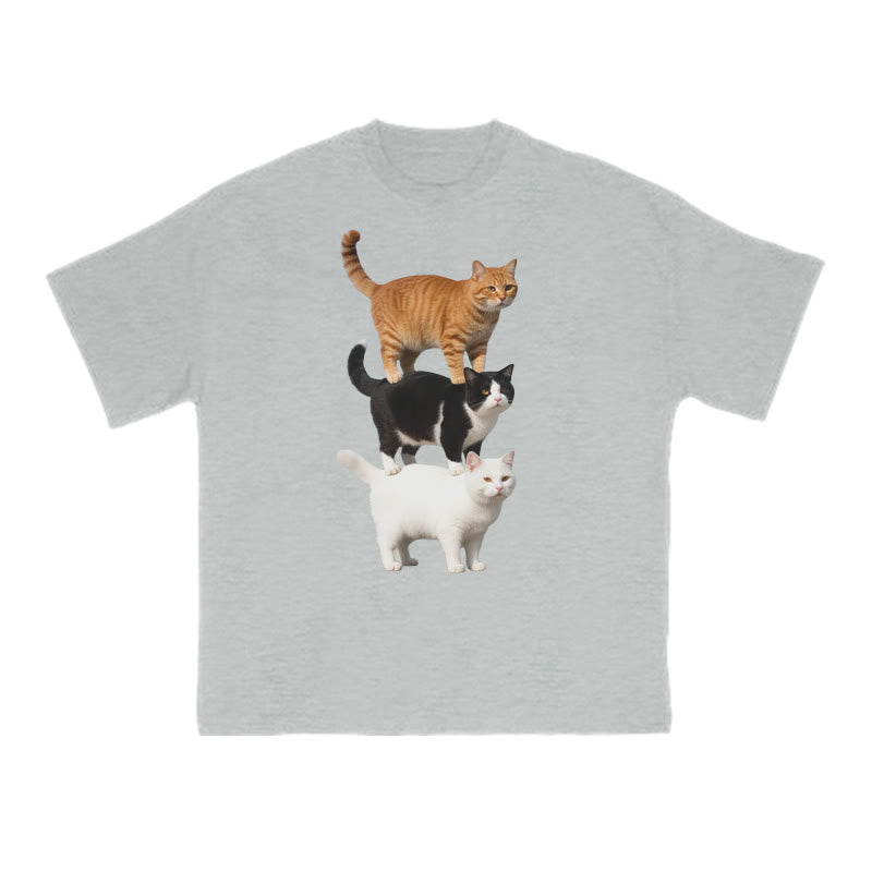 Funny Parody Animation Cat Print T-shirt