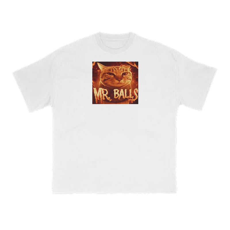 Funny Meme Cat Mr. Balls Print T-shirt