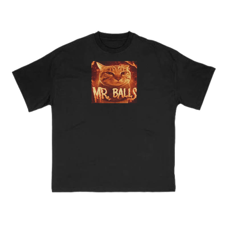 Funny Meme Cat Mr. Balls Print T-shirt