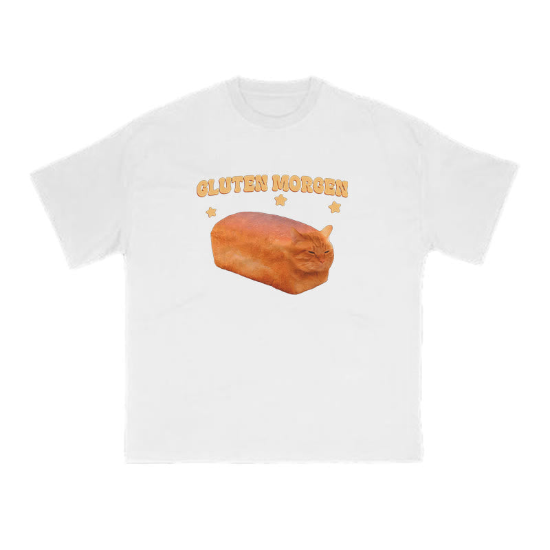 Gluten Morgen Cat Meme Print T-shirt