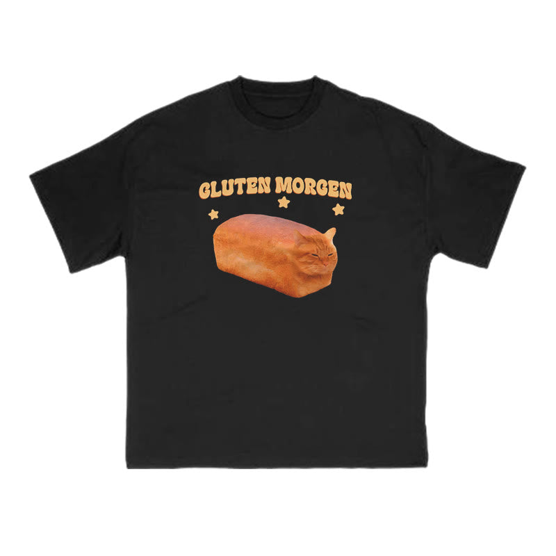 Gluten Morgen Cat Meme Print T-shirt