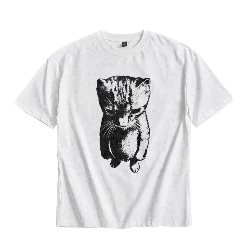 Funny Cat Meme Print Tie-dye T-shirt
