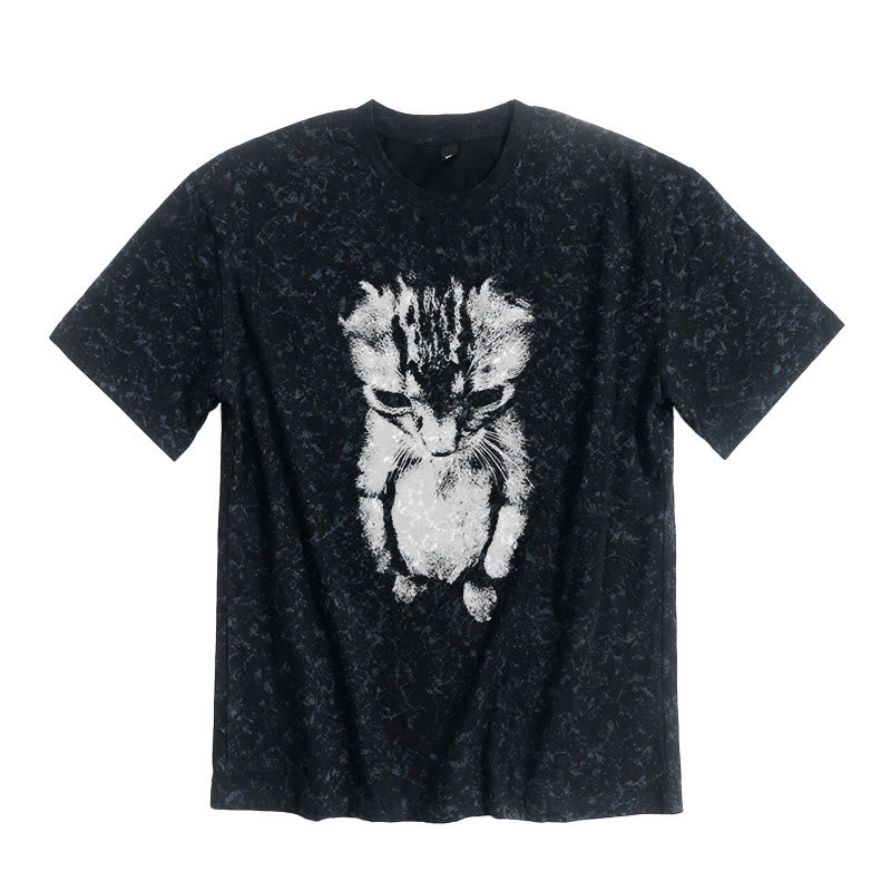 Funny Cat Meme Print Tie-dye T-shirt