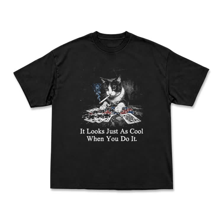 Vintage Smoking Cat Graphic T-Shirt