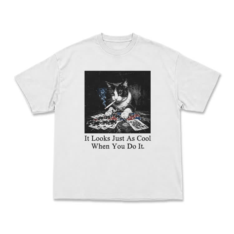Vintage Smoking Cat Graphic T-Shirt