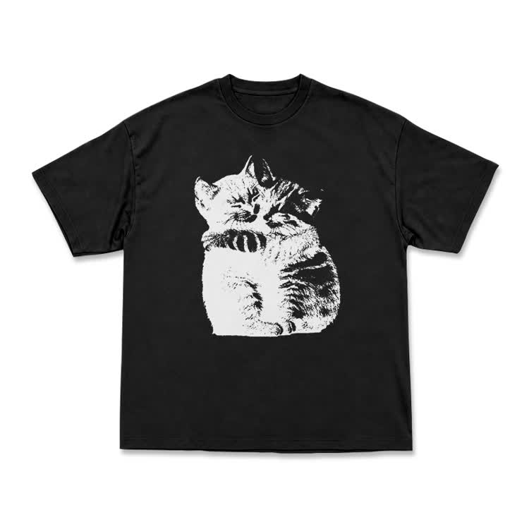 Modern Cat Artwork Casual T-Shirt