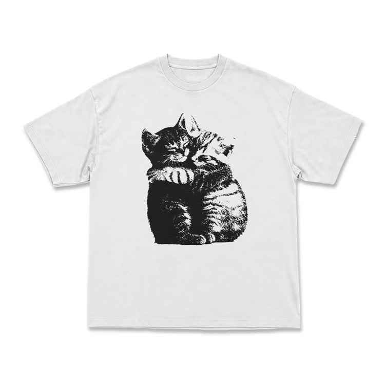 Modern Cat Artwork Casual T-Shirt