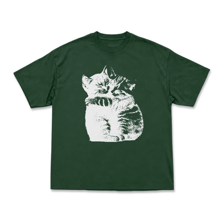 Modern Cat Artwork Casual T-Shirt