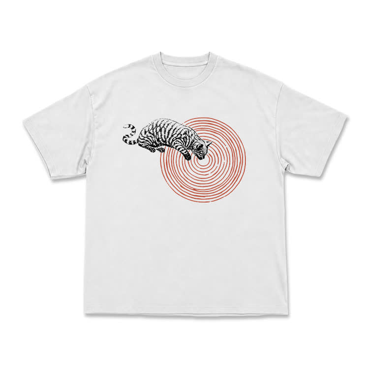 Casual Cat Target Graphic Print T-shirt