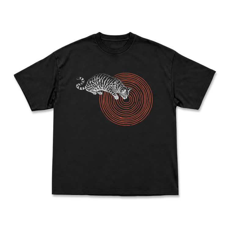 Casual Cat Target Graphic Print T-shirt