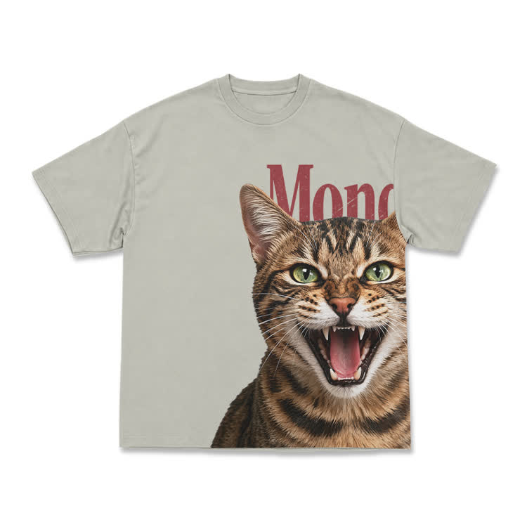 Expressive Tabby Cat Print Graphic T-Shirt
