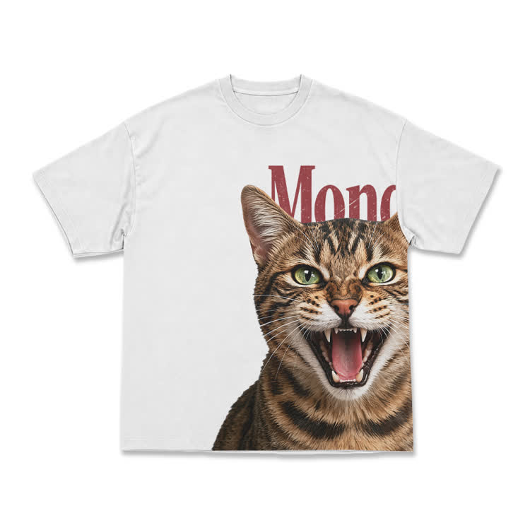 Expressive Tabby Cat Print Graphic T-Shirt