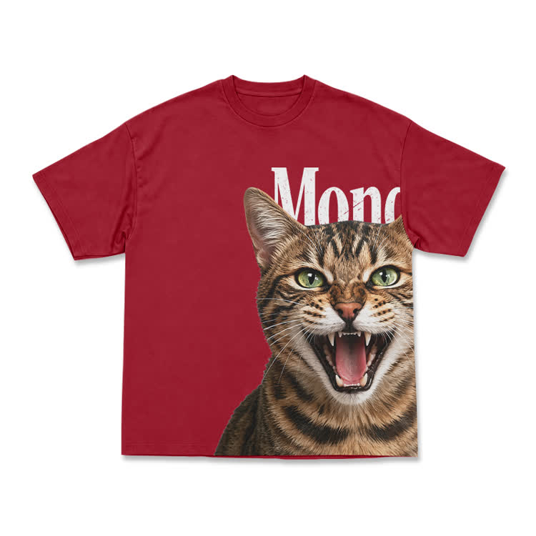 Expressive Tabby Cat Print Graphic T-Shirt