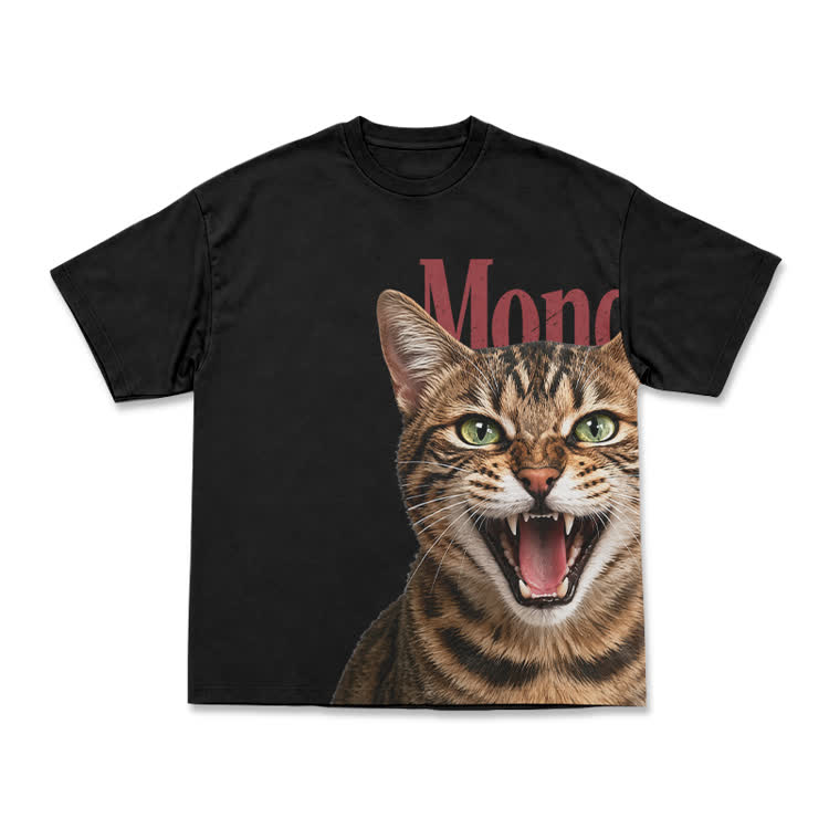 Expressive Tabby Cat Print Graphic T-Shirt