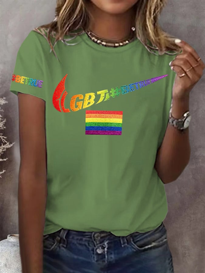 Retro Pride Parade Be True Print T-Shirt