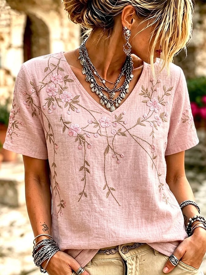 Women's Breast Cancer Print Casual T-Shirt